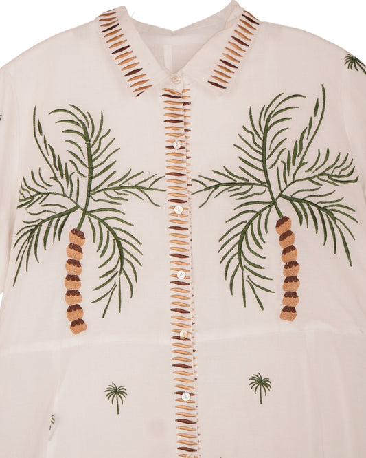 Coconut embroidery shirt dress