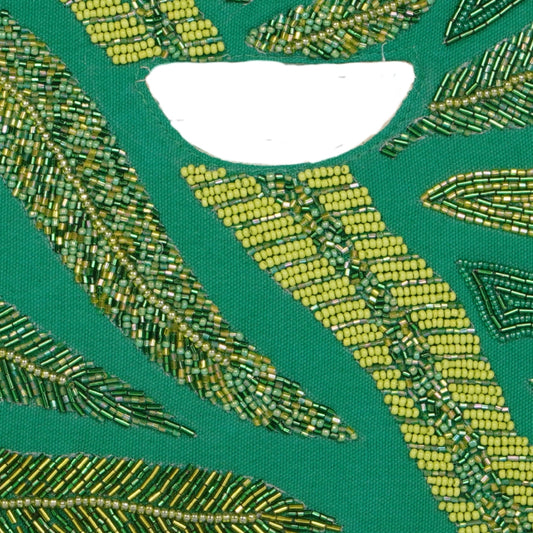 Tropical Leaf Beaded Hand Clutch – Emerald Green
