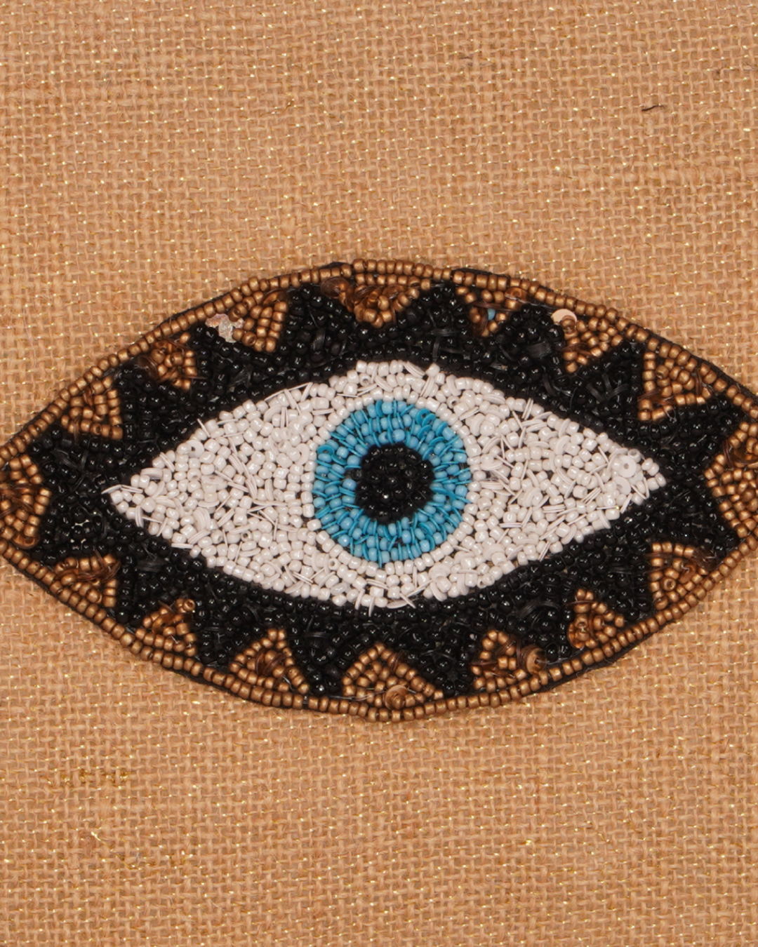 Evil Eye Beaded Jute Pouch