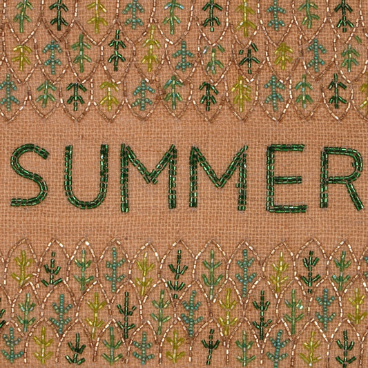 Embroidered Jute Pouch – “SUMMER” Leaf Design