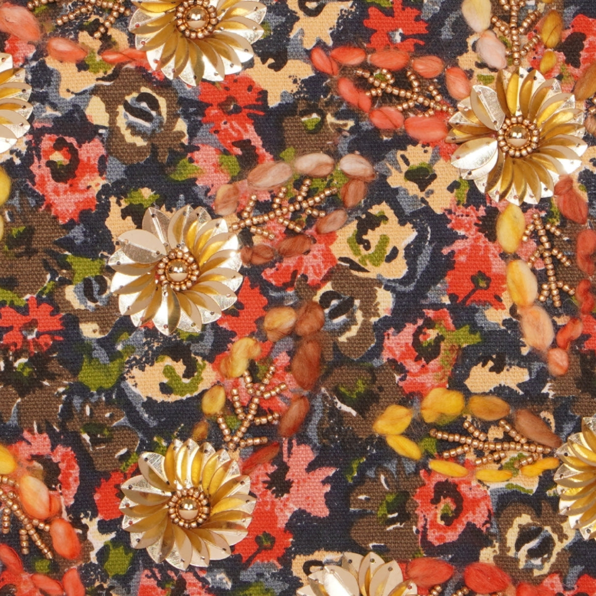 Floral Sequin Embellished Clutch – Multicolor Garden Print