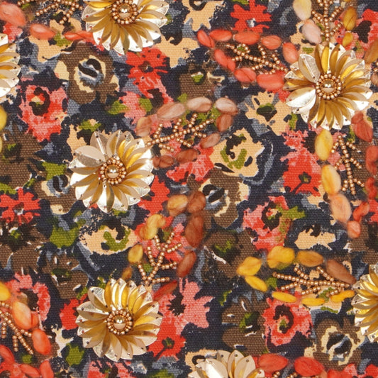 Floral Sequin Embellished Clutch – Multicolor Garden Print