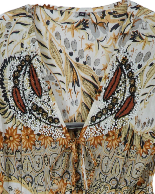 Beige high and low dress