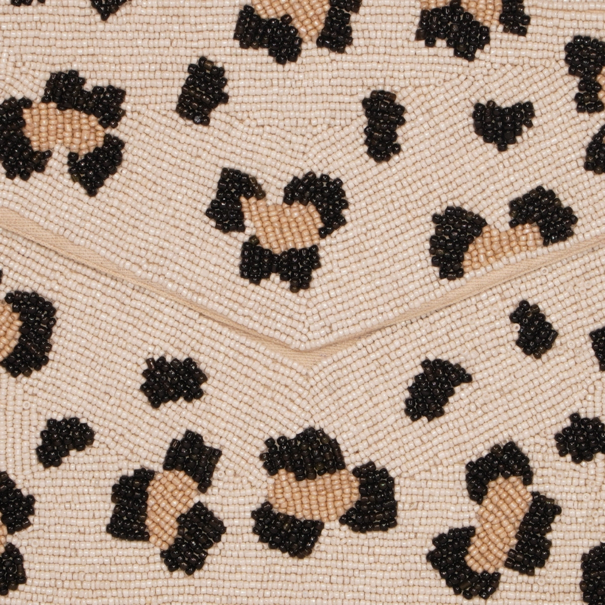Beaded Leopard Print Envelope Clutch – Cream & Tan