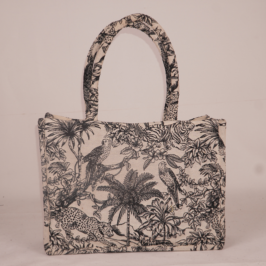 Jungle Story Tote – Embroidered Safari Canvas Bag