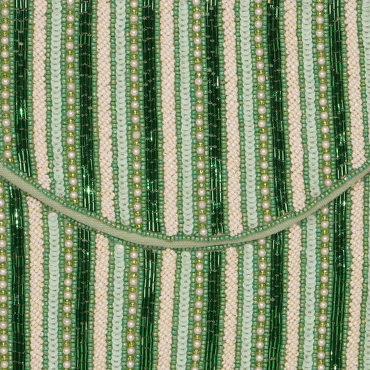 Green Striped Beaded Envelope Clutch – Fresh Meadow Tones