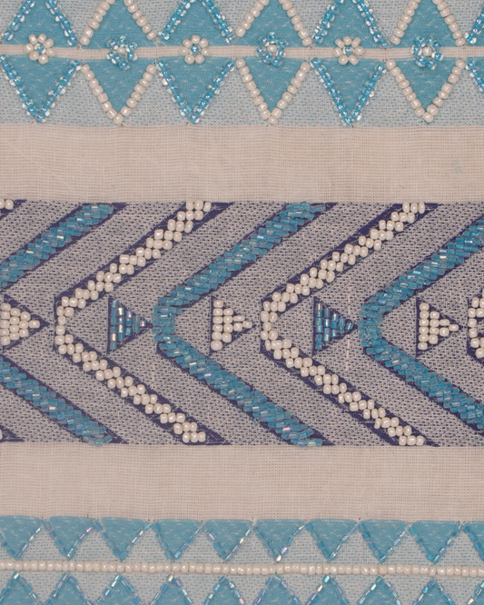 Blue Tribal Embroidered Canvas Pouch