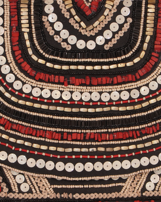 Tribal Glam Metal Beaded Sling Bag with Chain Strap