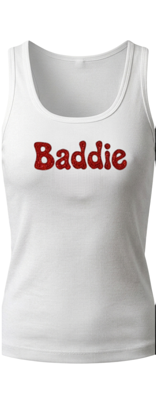 Women’s "Baddie" Beaded Ribbed Tank Top
