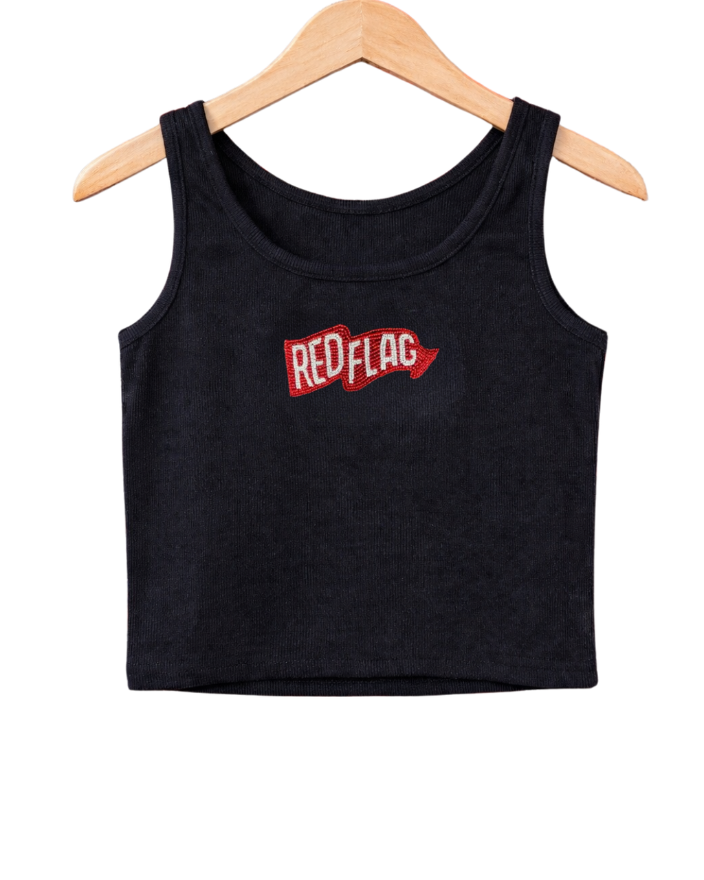 Women’s "Red Flag" Beaded Ribbed Tank Top