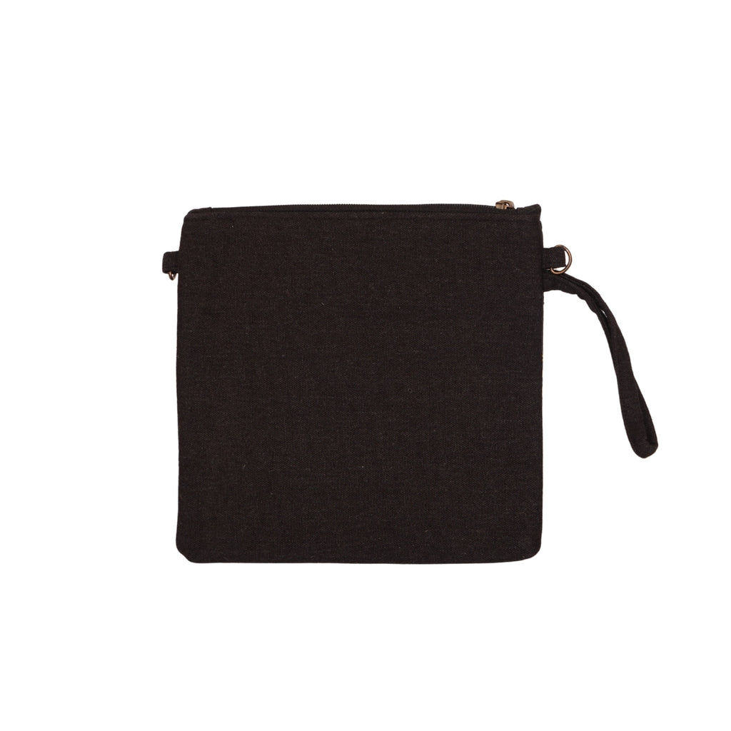 Cleopatra-Inspired Beaded Clutch – Black Canvas