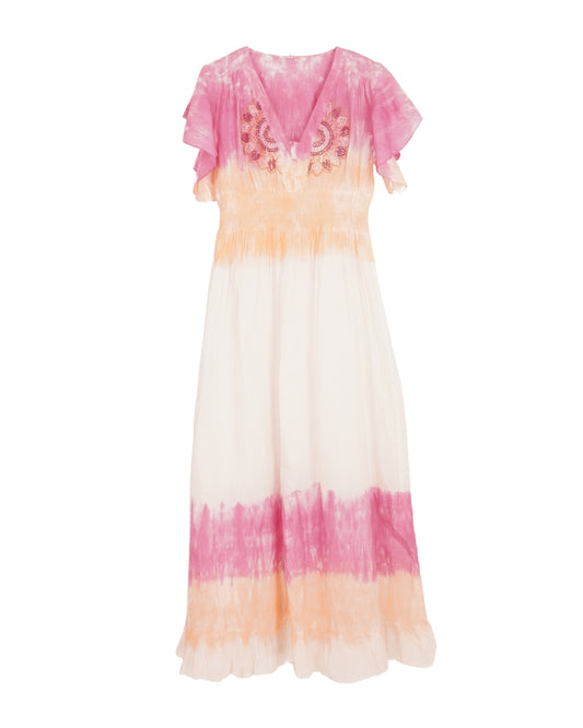 2 colour ombre embroidery dress