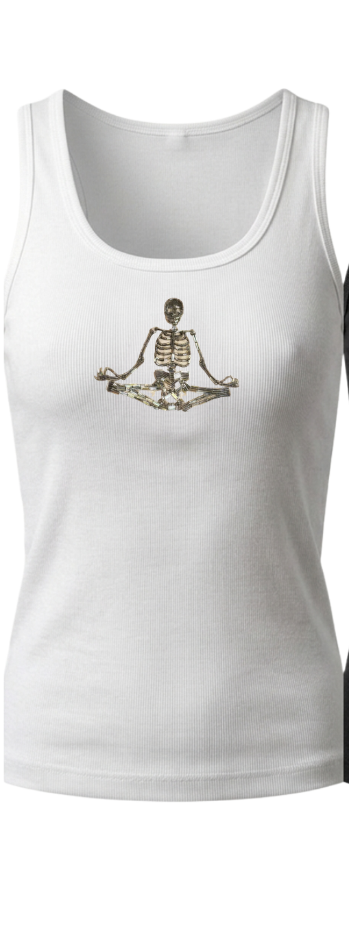 Women’s Beaded Meditating Skeleton Ribbed Tank Top