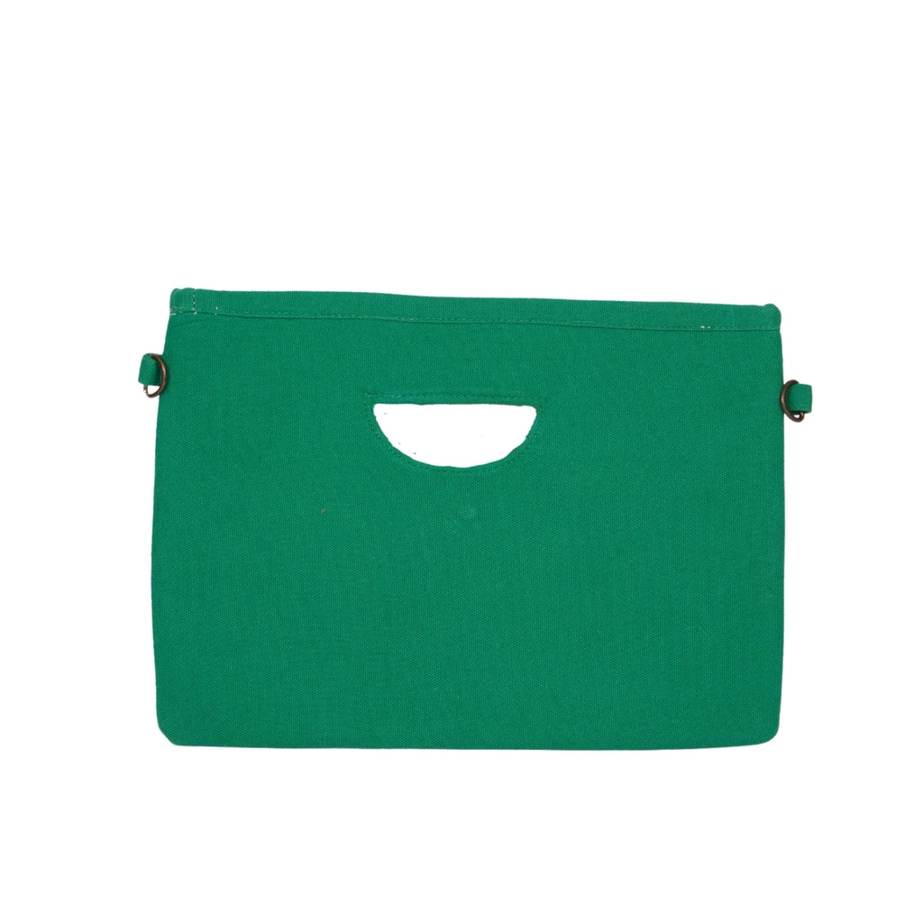 Tropical Leaf Beaded Hand Clutch – Emerald Green