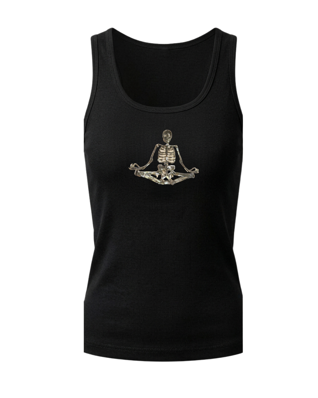 Women’s Beaded Meditating Skeleton Ribbed Tank Top