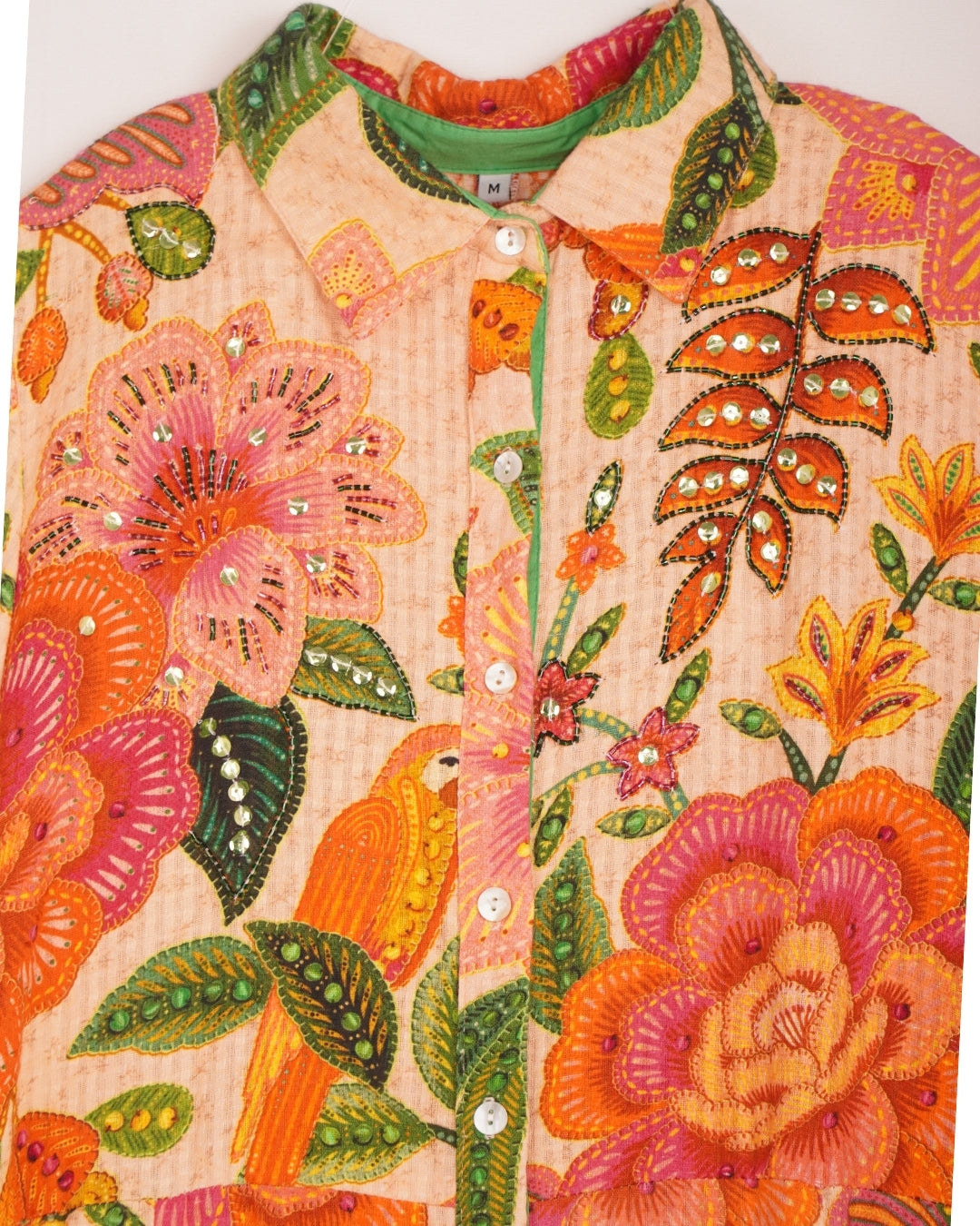 Cotton dobby emb dress