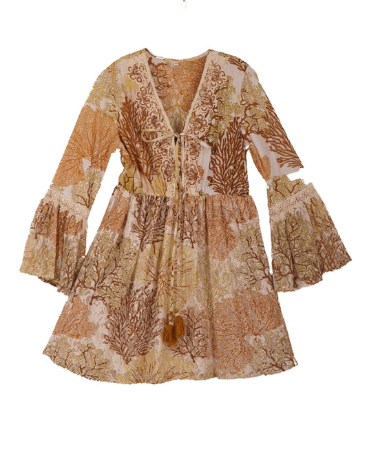 Corail mustard mini dress