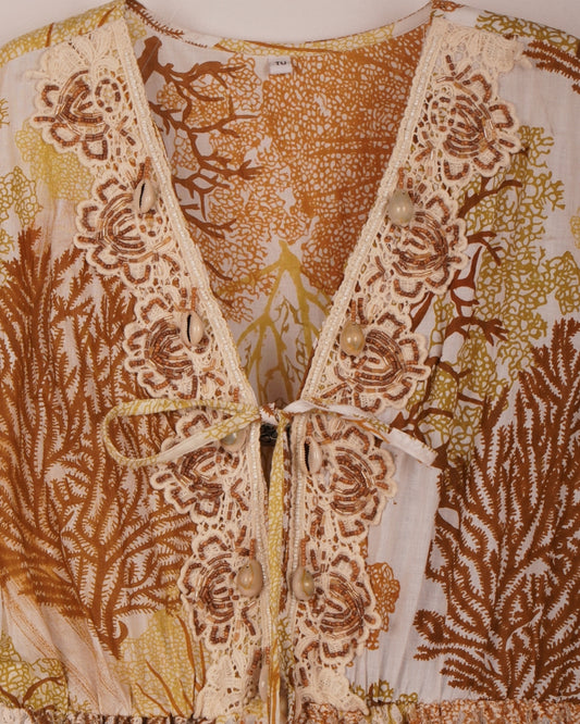 Corail mustard mini dress