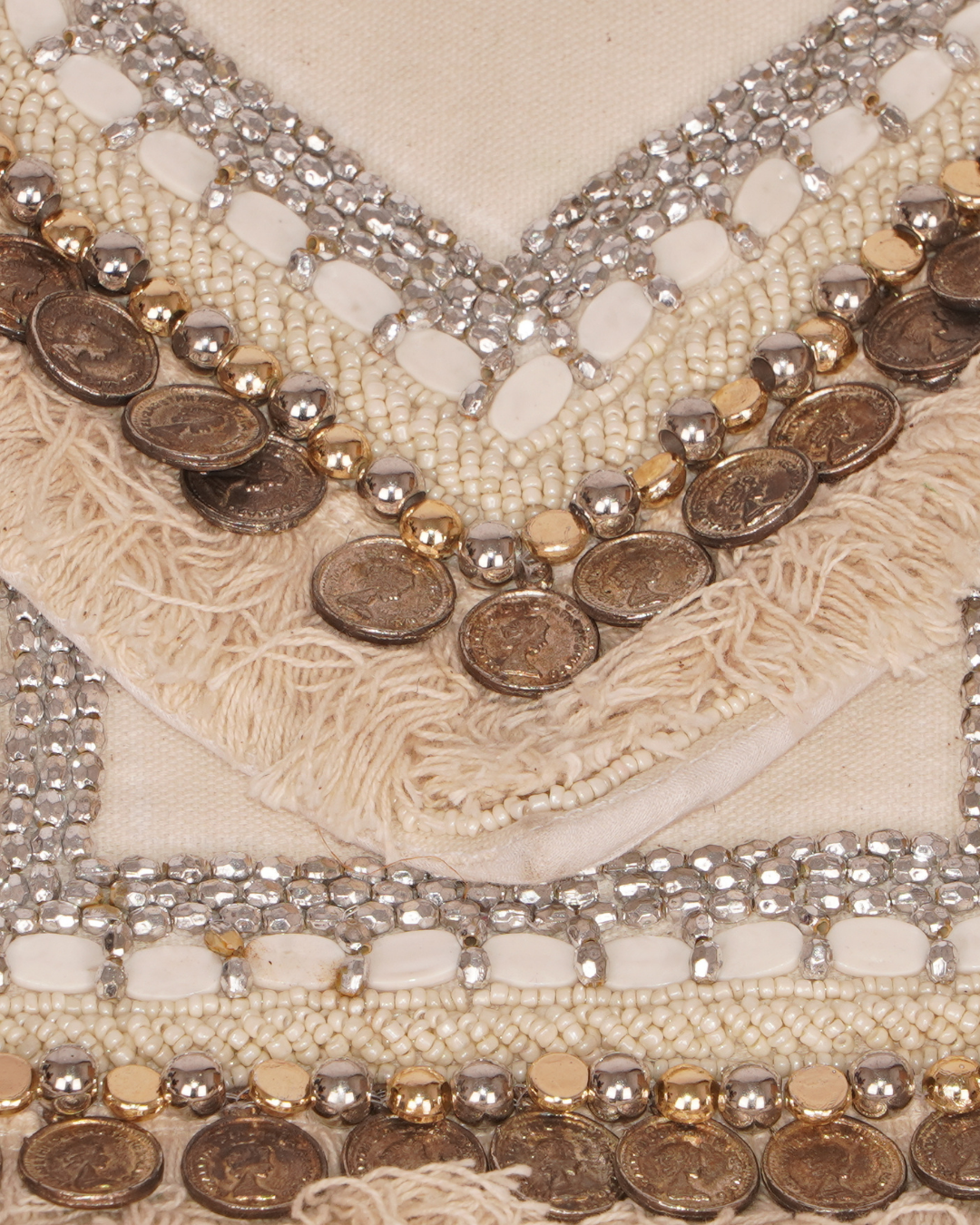 Vintage Coin Embellished Fringe Sling Bag