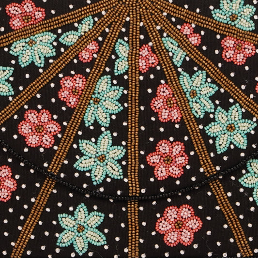 Sunburst Floral Beaded Clutch – Black with Pastel Accents