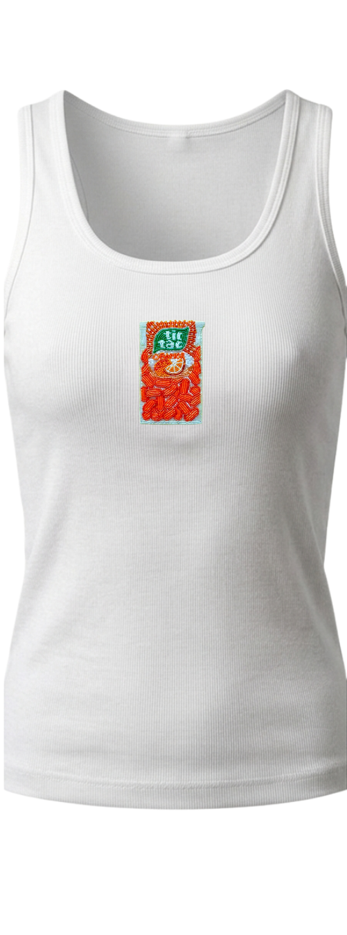 Women’s Beaded tic tak Ribbed Tank Top