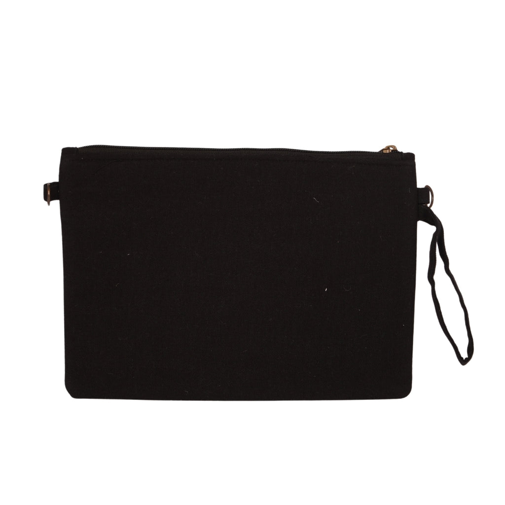 Sunburst Floral Beaded Clutch – Black with Pastel Accents