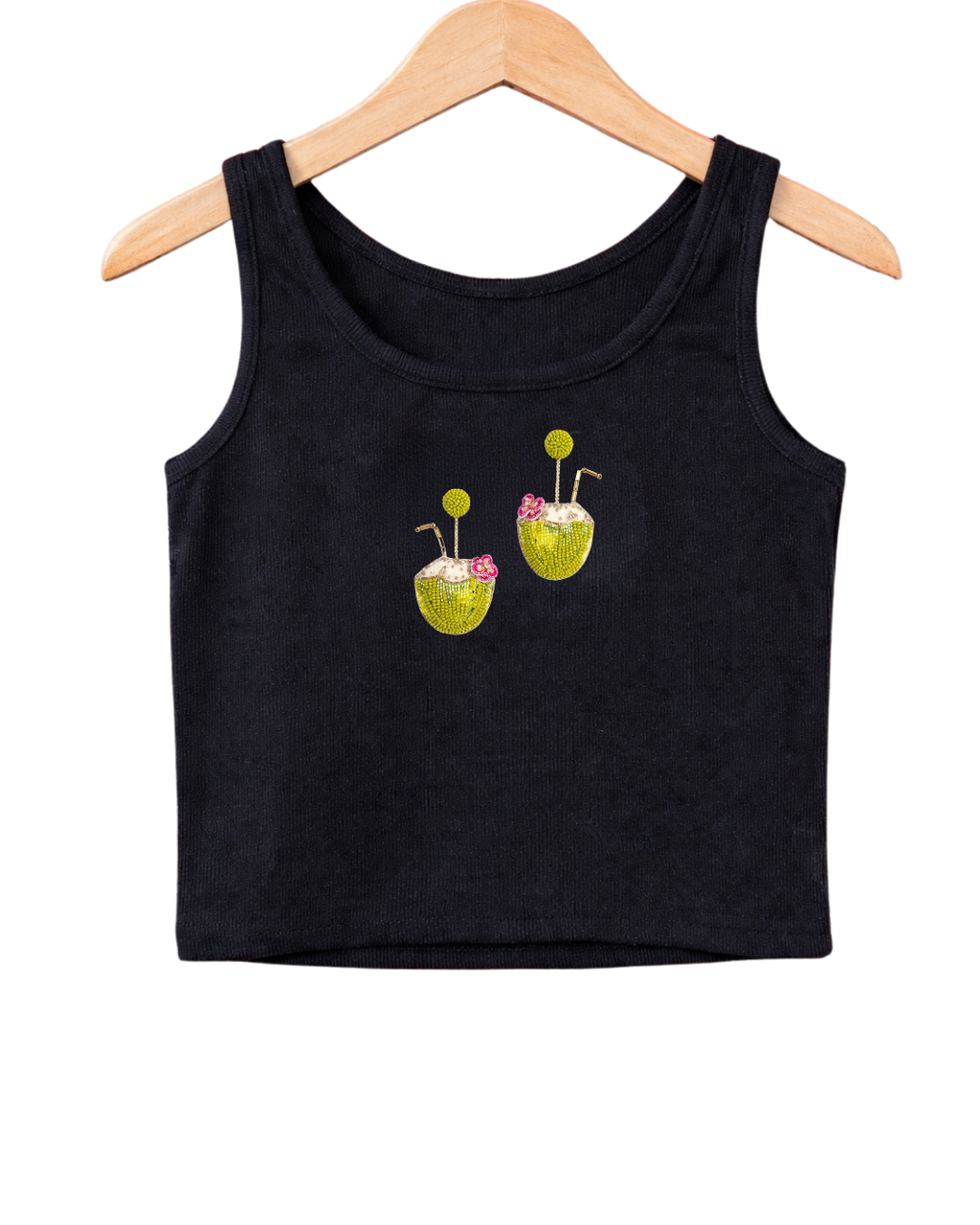 Women’s Beaded Coconut Cocktail Ribbed Tank Top