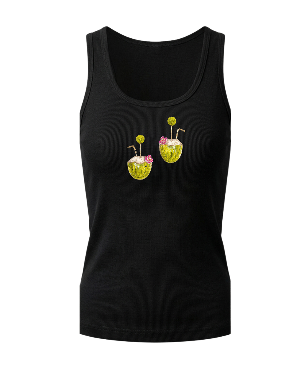 Women’s Beaded Coconut Cocktail Ribbed Tank Top