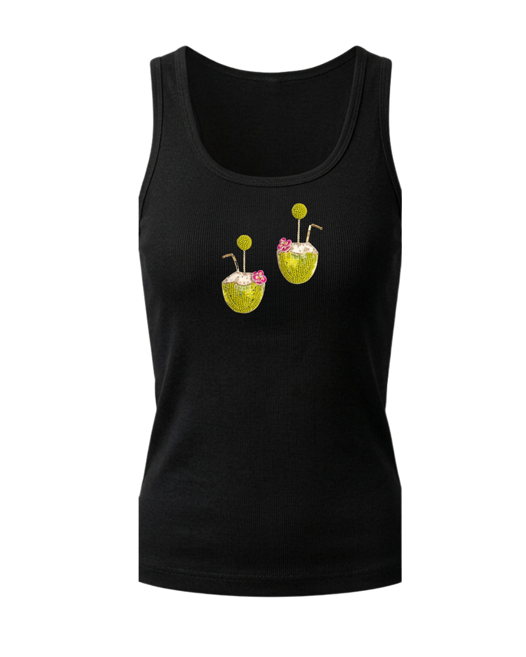 Women’s Beaded Coconut Cocktail Ribbed Tank Top