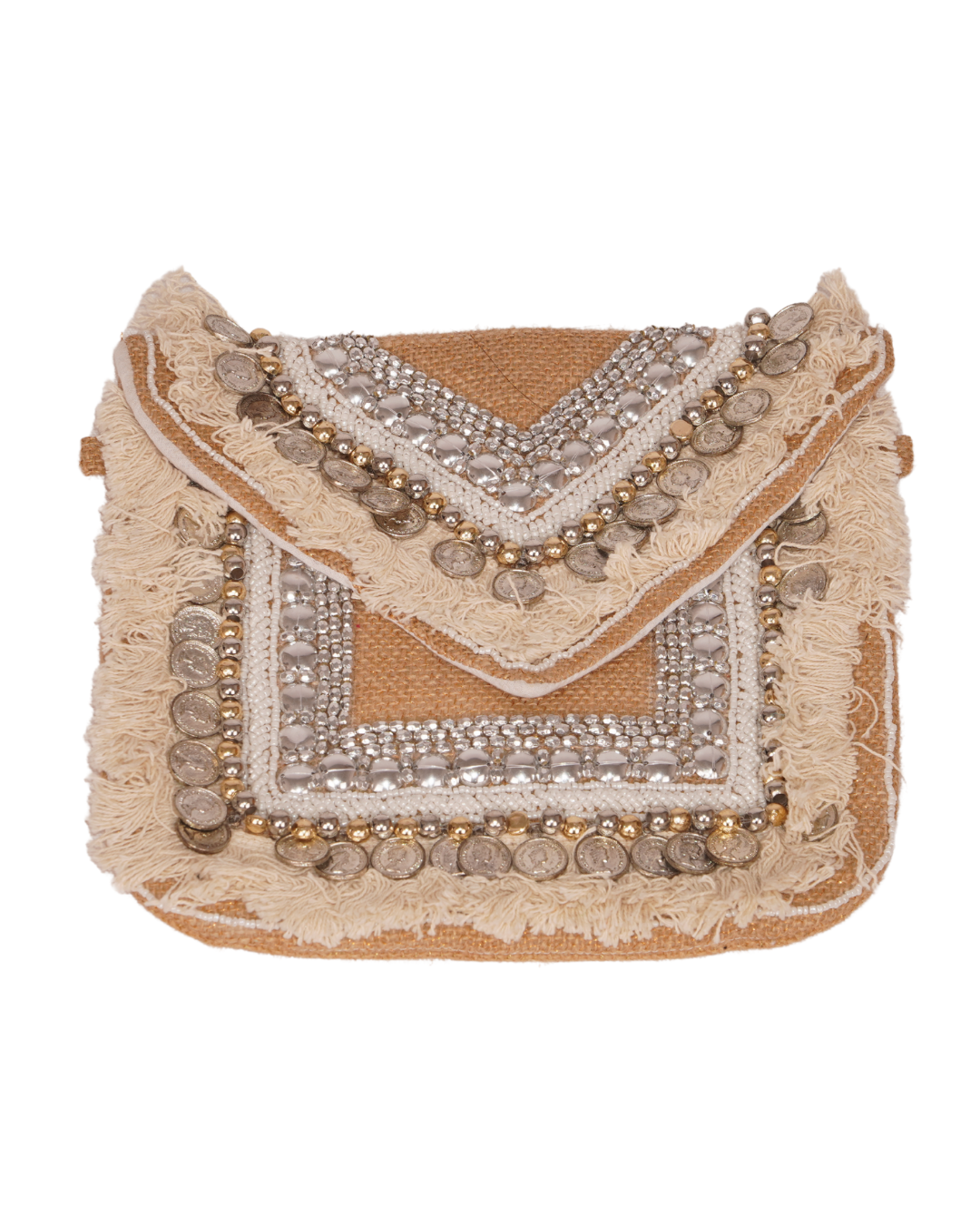 Embellished Jute Pouch