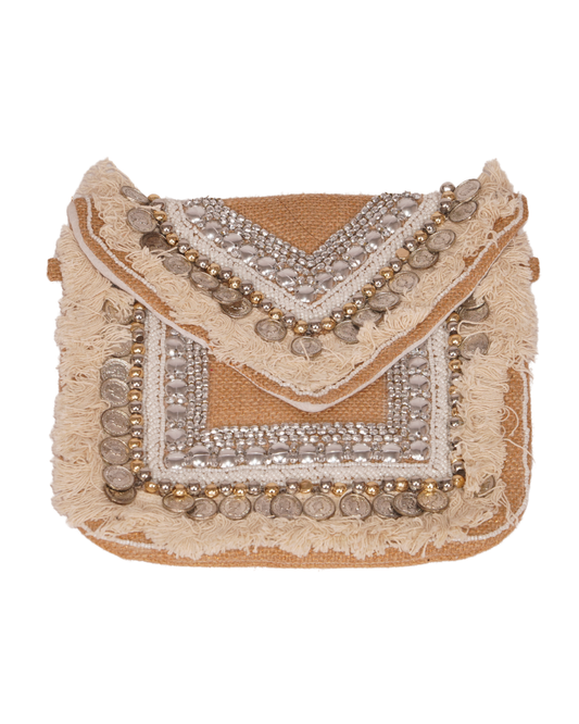 Embellished Jute Pouch
