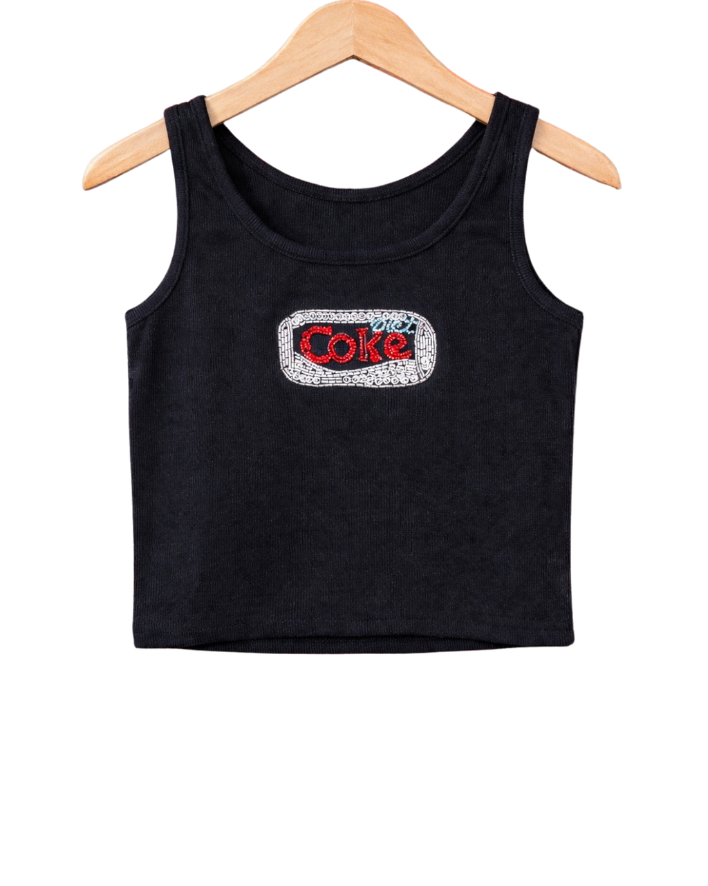 Women’s Beaded "Diet Coke" Ribbed Tank Top