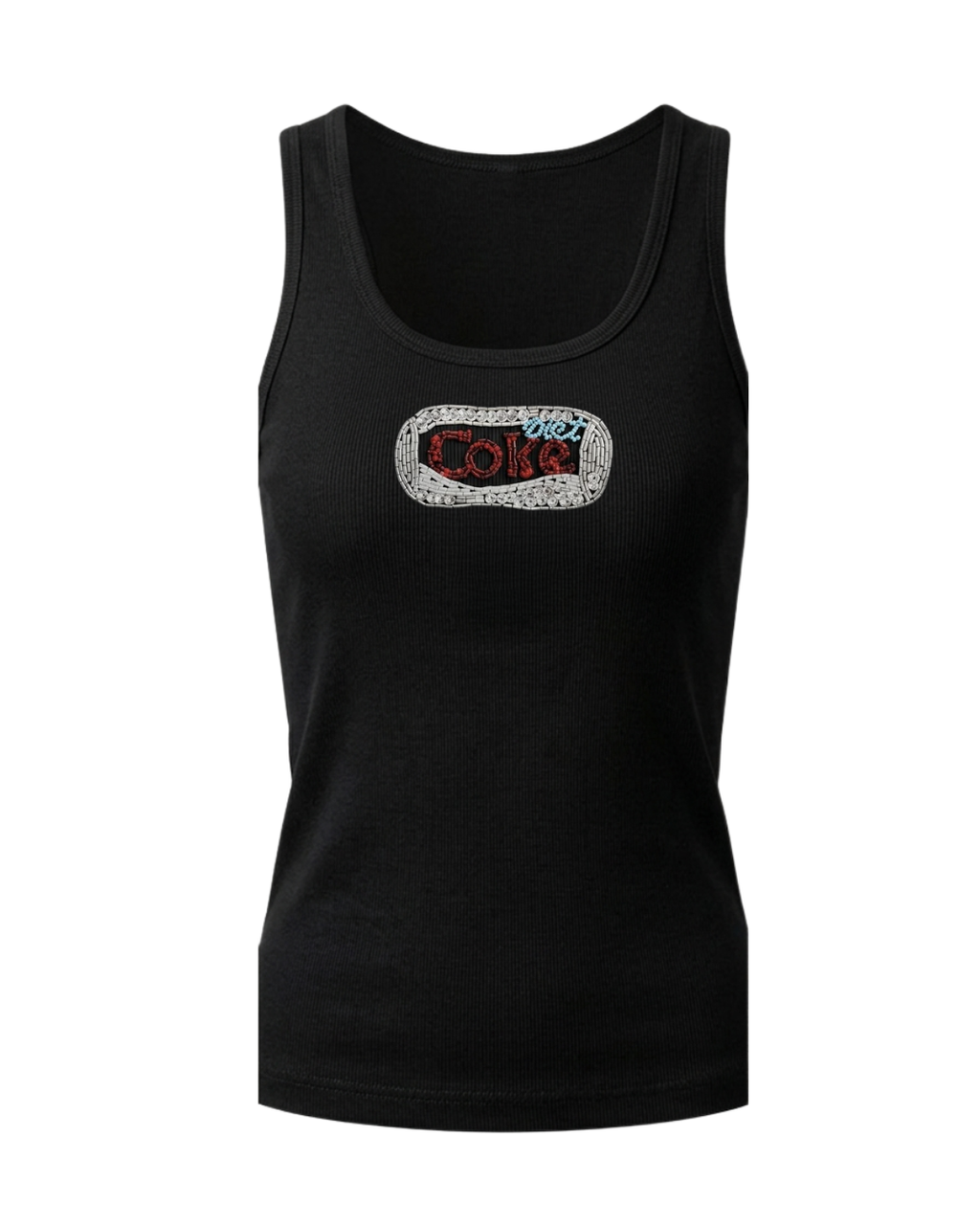 Women’s Beaded "Diet Coke" Ribbed Tank Top