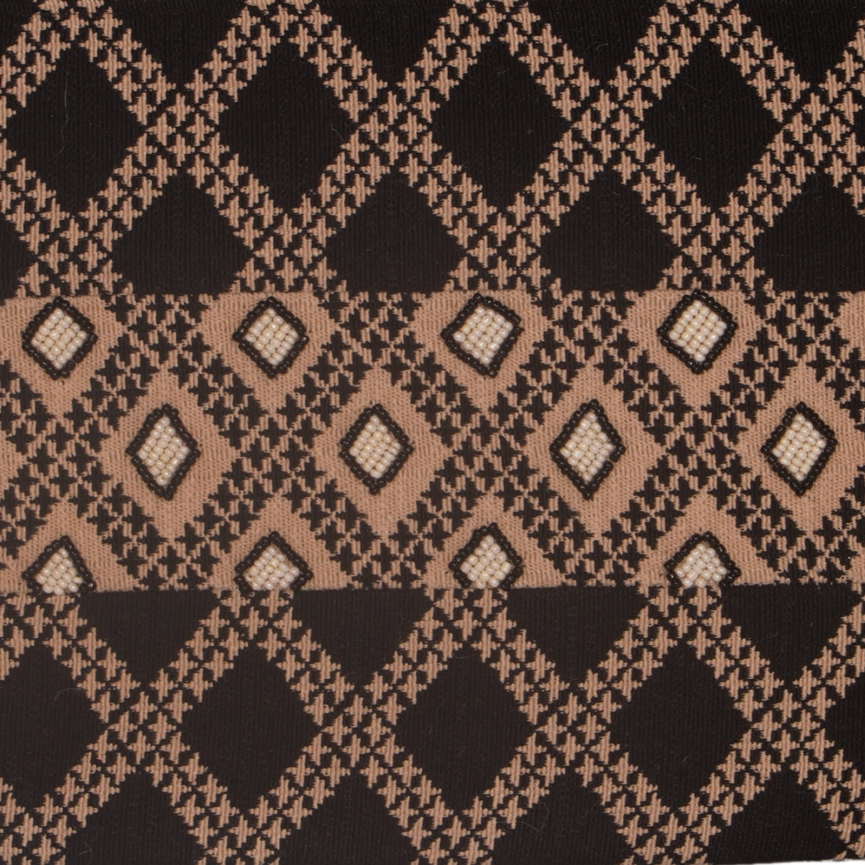 Geometric Tribal Pattern Clutch – Black &amp; Beige
