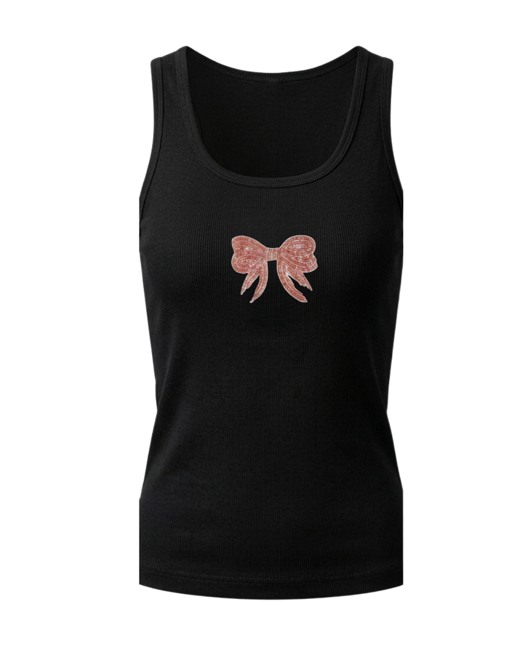 Bow : embroided cotton ribbed tank top