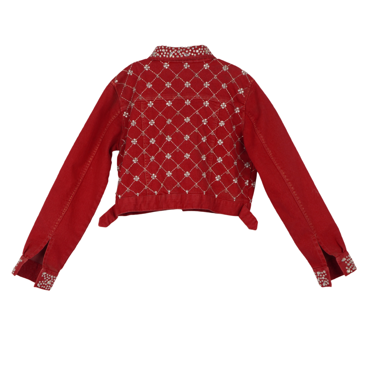 Embellished Red Denim Jacket