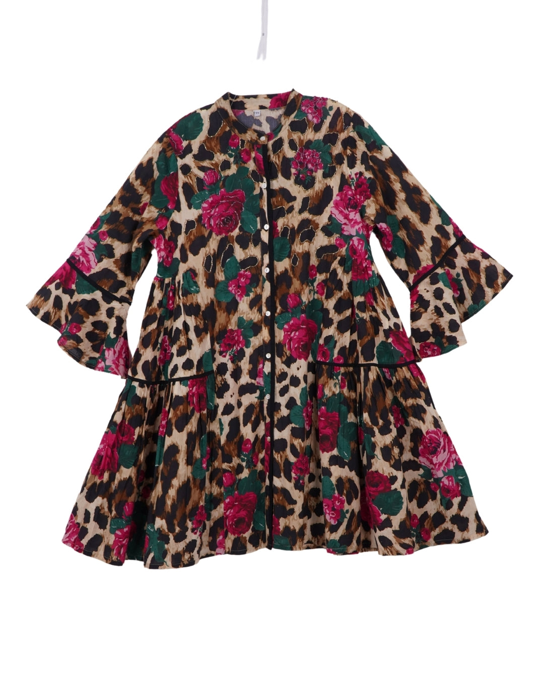 Leopard embroidered short dress