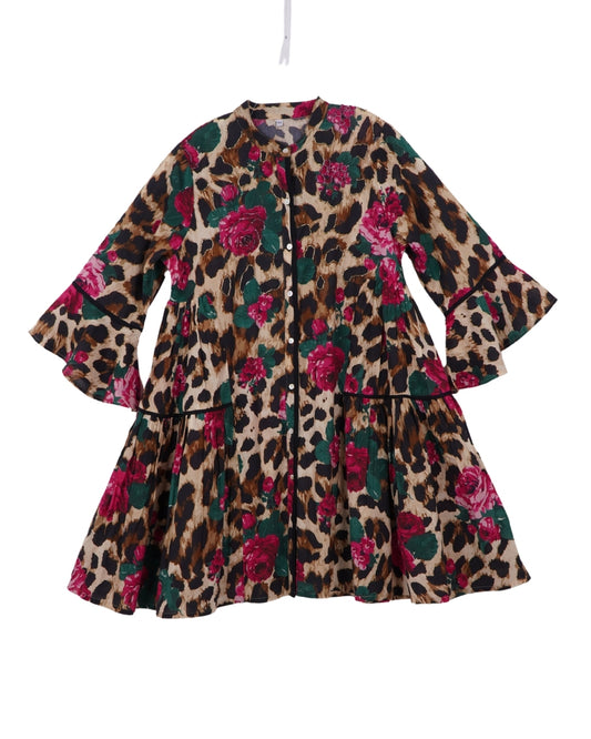 Leopard embroidered short dress