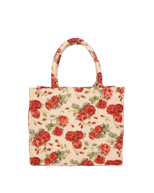Red flowers tote bag