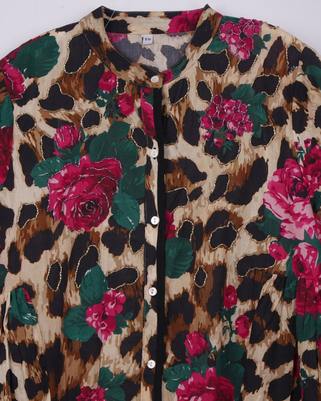 Leopard embroidered short dress