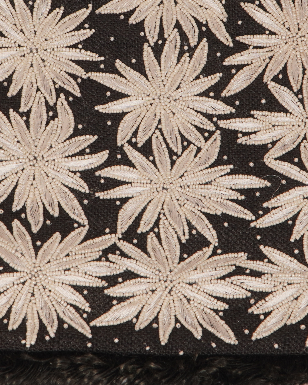 Black Floral Hand-Embroidered Tote Bag