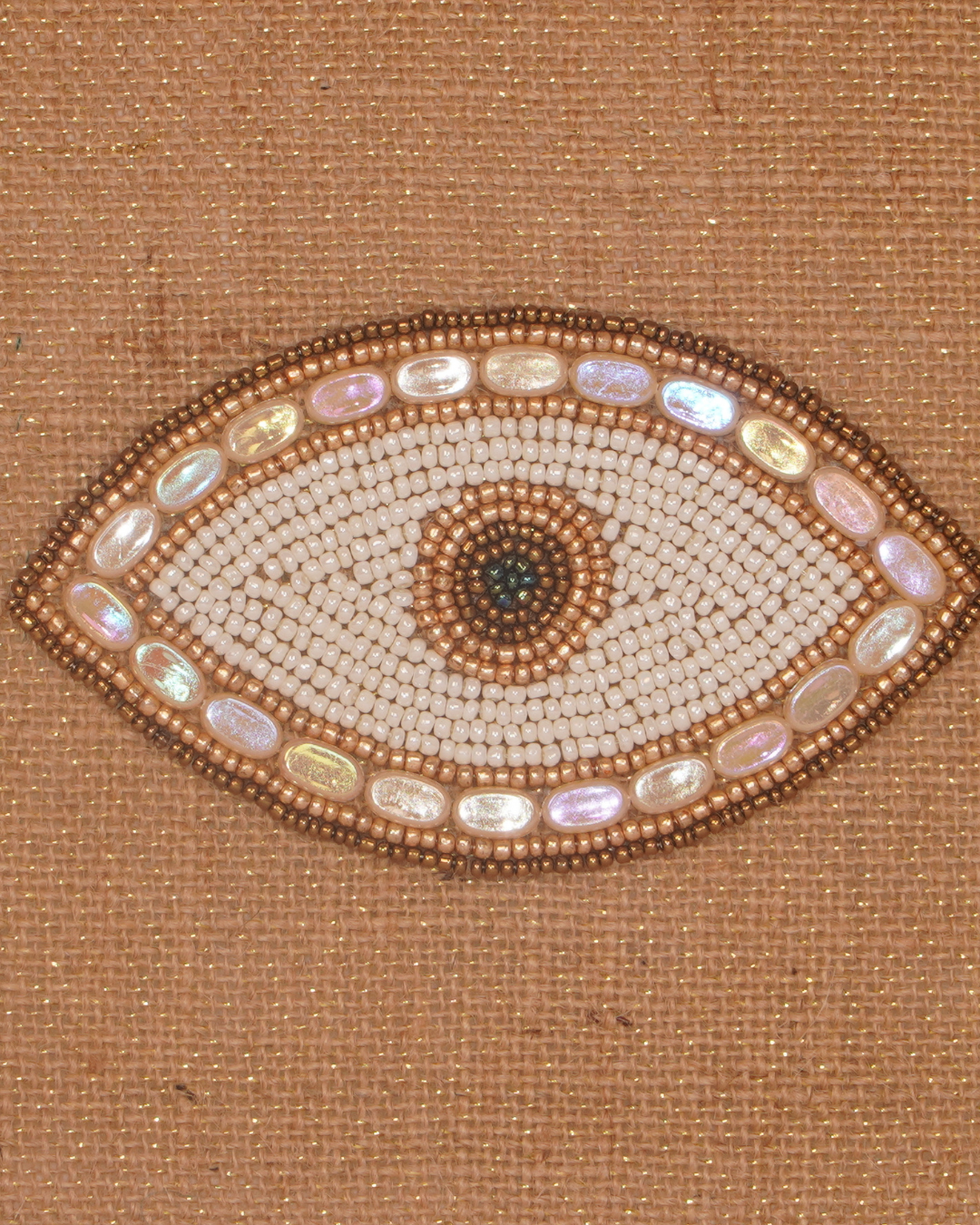 Golden Evil Eye Beaded Clutch with Pearls