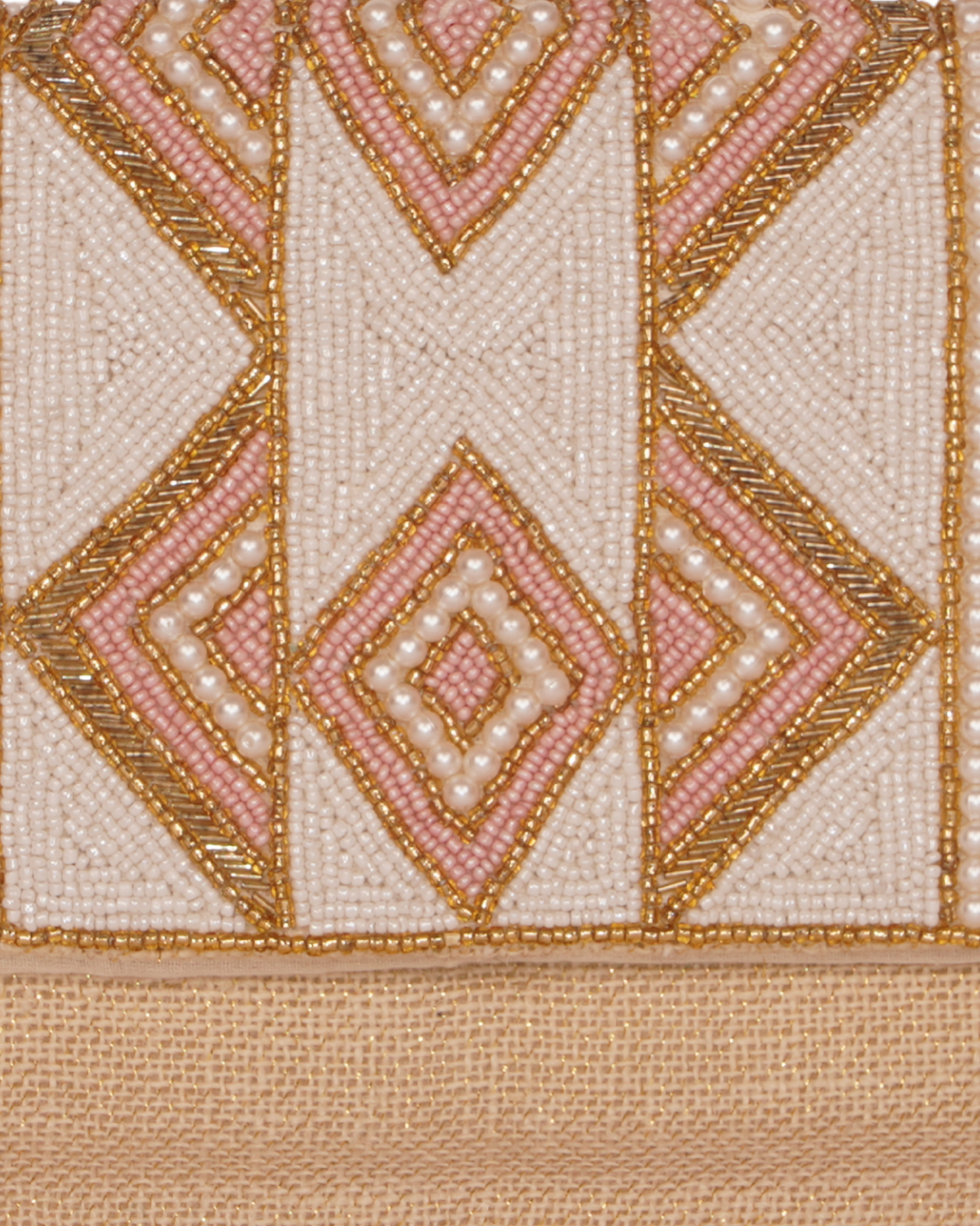 Pastel Diamond Beaded Jute Clutch