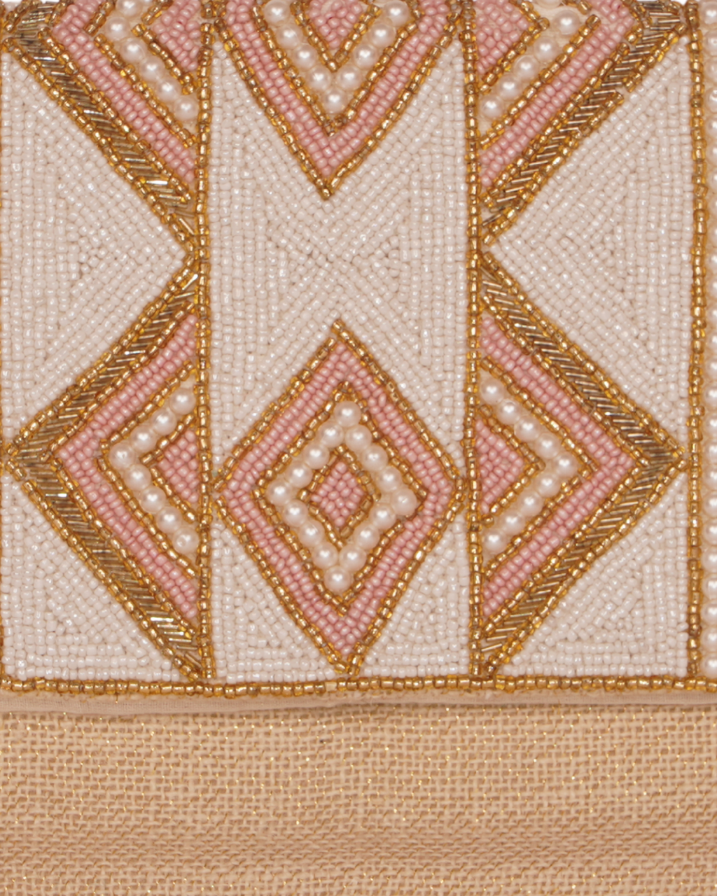 Pastel Diamond Beaded Jute Clutch
