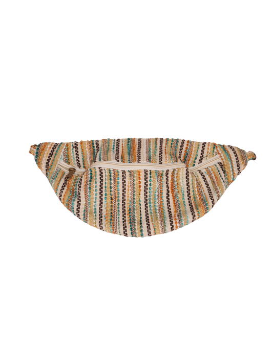 Multicolor Striped Boho Half-Moon Banana Bag