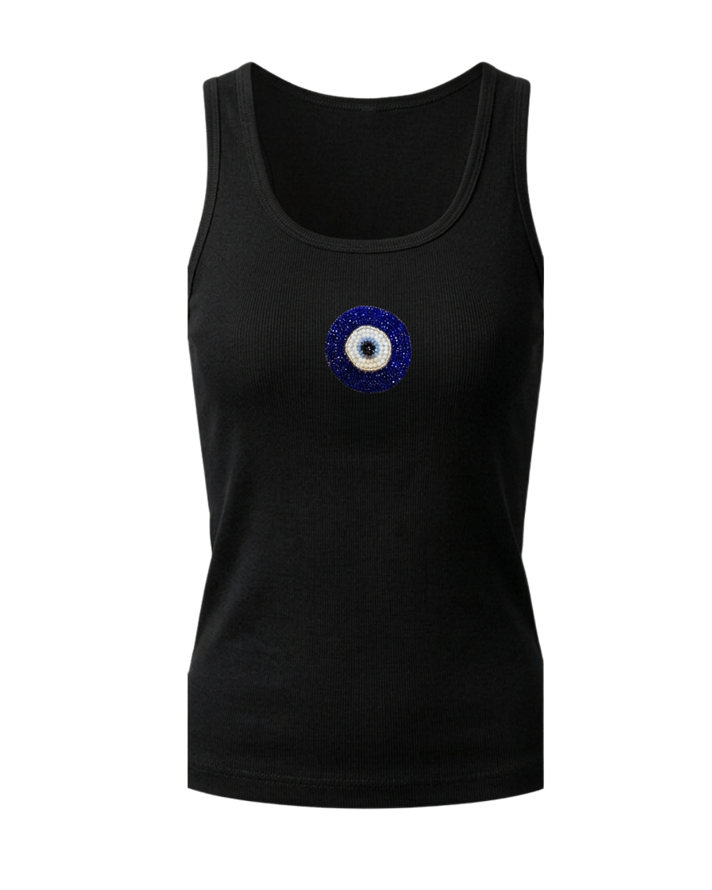 Women’s Beaded Evil Eye Ribbed Tank Top