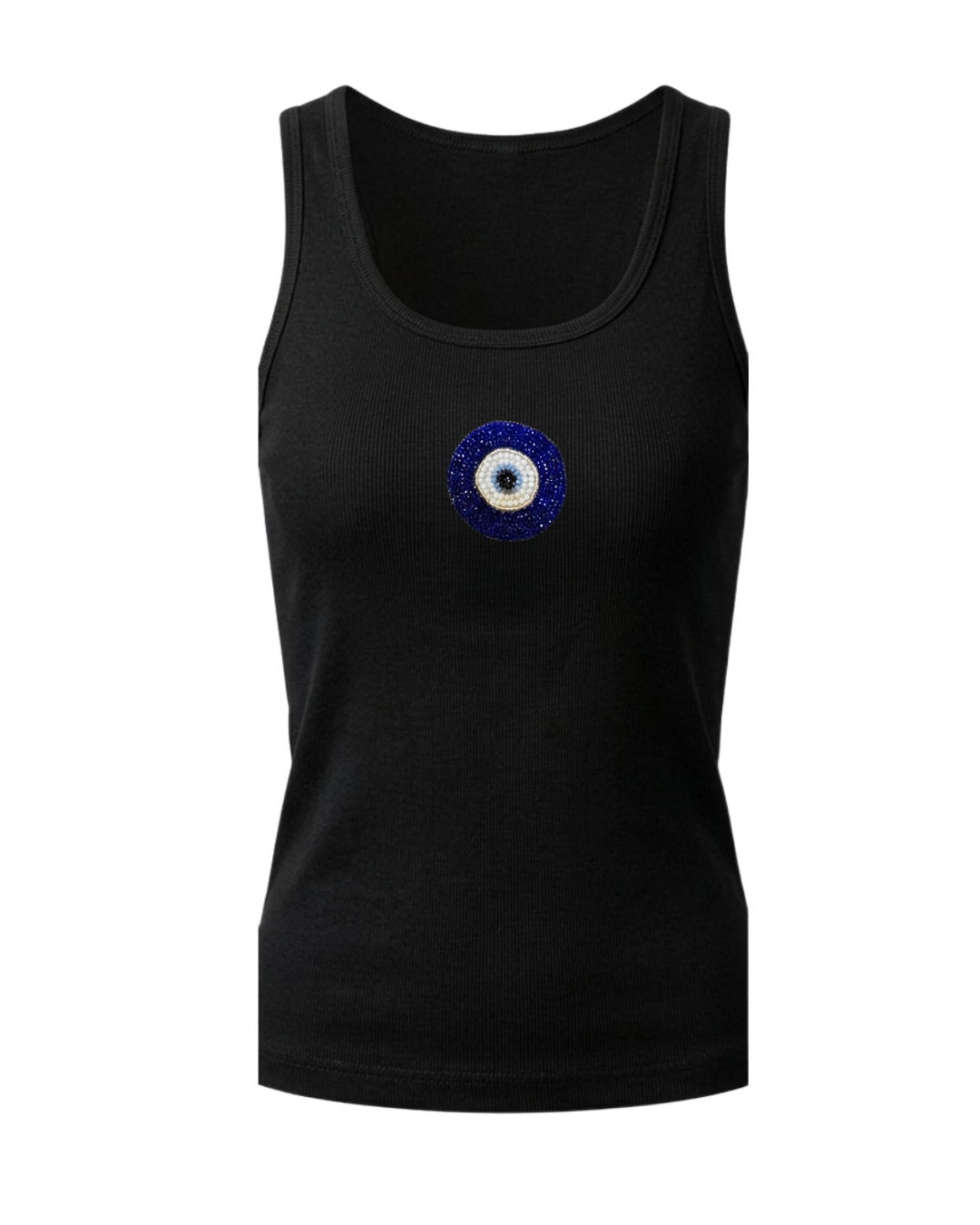 Women’s Beaded Evil Eye Ribbed Tank Top