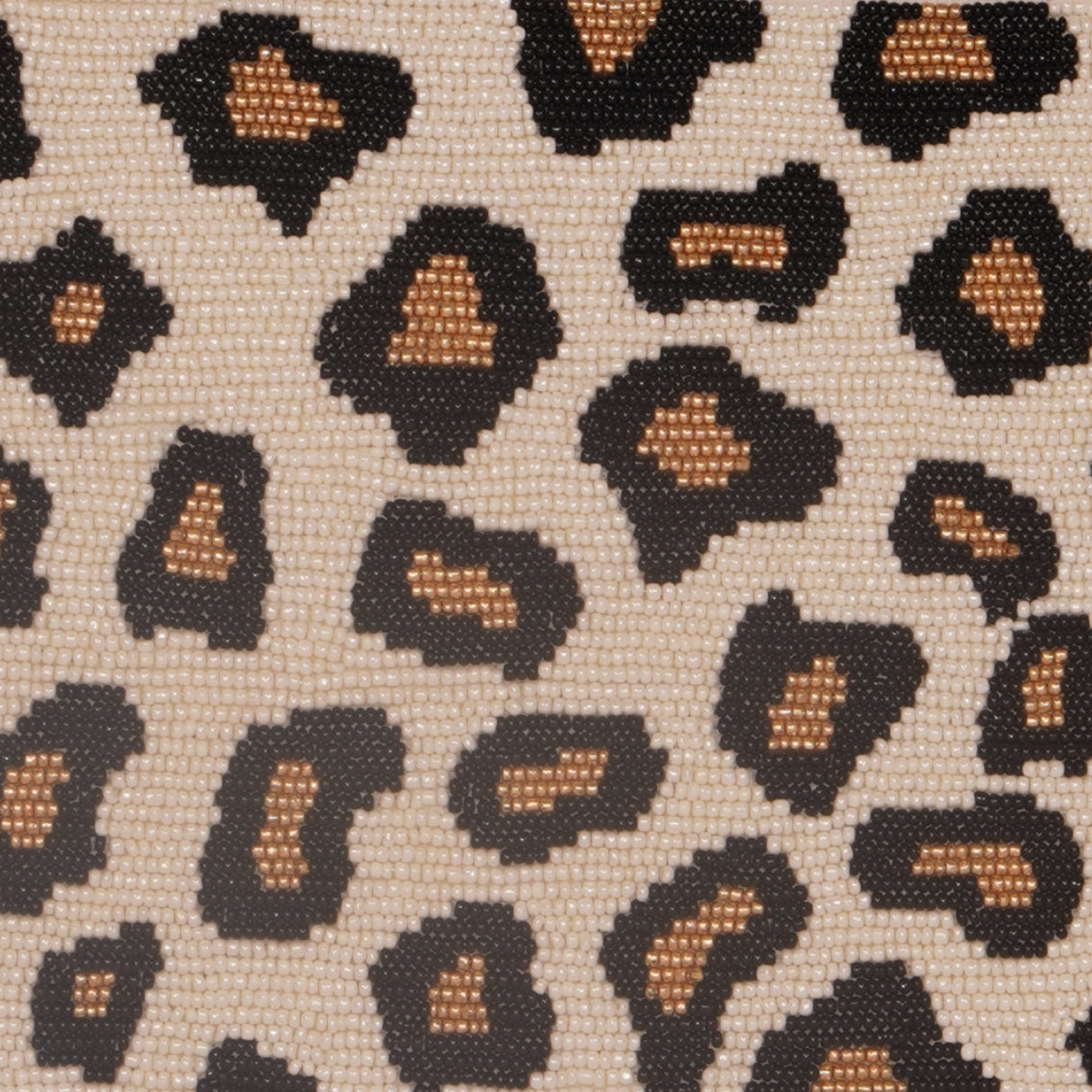 Classic Leopard Print Beaded Clutch – Cream Base