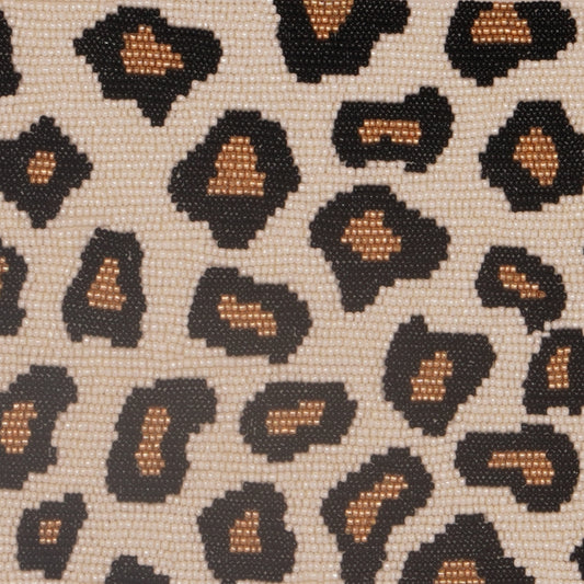 Classic Leopard Print Beaded Clutch – Cream Base