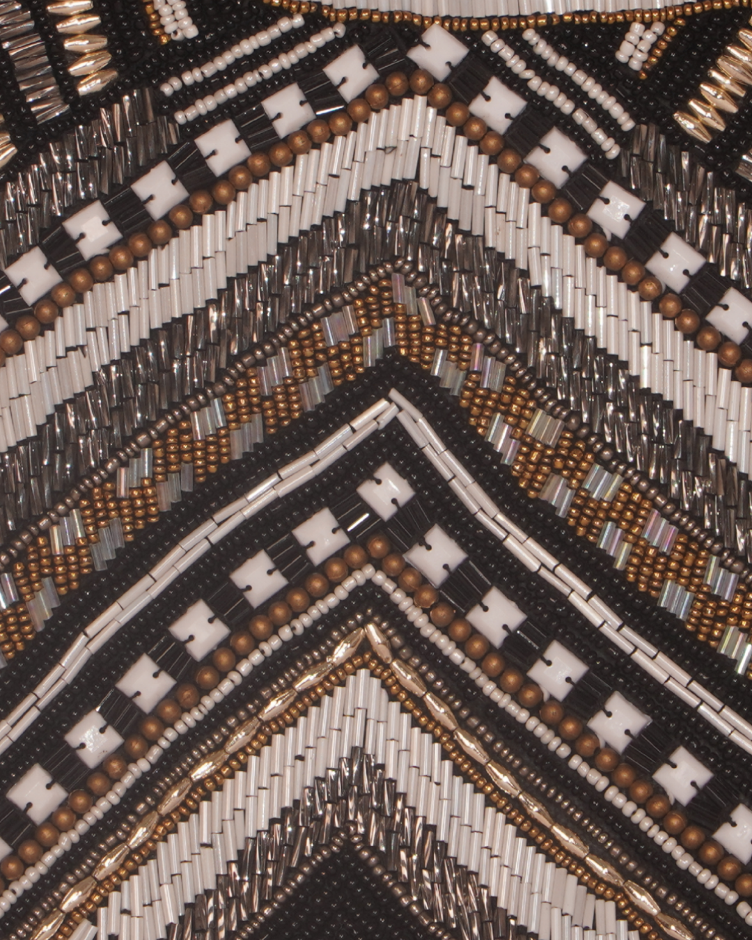 Black & amp - Gold Chevron Beaded Evening Clutch